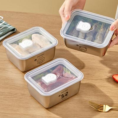 304 Stainless Steel Bento Lunch Box Refrigerator Sealed Food Preservation Box Frozen Meat Box Fruit Vegetables Storage Container