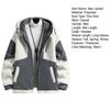 Fall Winter Men Jacket Colorblock Hooded Zipper Closure Cardigan Thick Plush Letter Decor Warm Long Sleeve Pockets Cold Resistant Men Coat