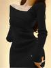 Spicy Girl One-Shoulder Knit Dress - Slim Fit, Hip-Hugging Autumn/Winter 2025