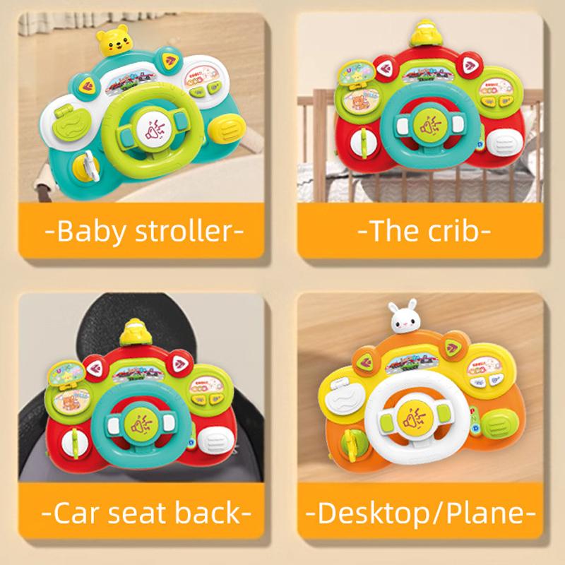 Baby Steering Wheel Electric Steering Wheel Simulation Driving Toys with Music and Lighting Puzzle Science and Education Toys