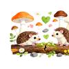 Yousheng Cute Hedgehog and Mushroom Wall Stickers, Watercolor Cartoon Animal Decals for Kids Room Nursery Kitchen, Removable PVC Waterproof