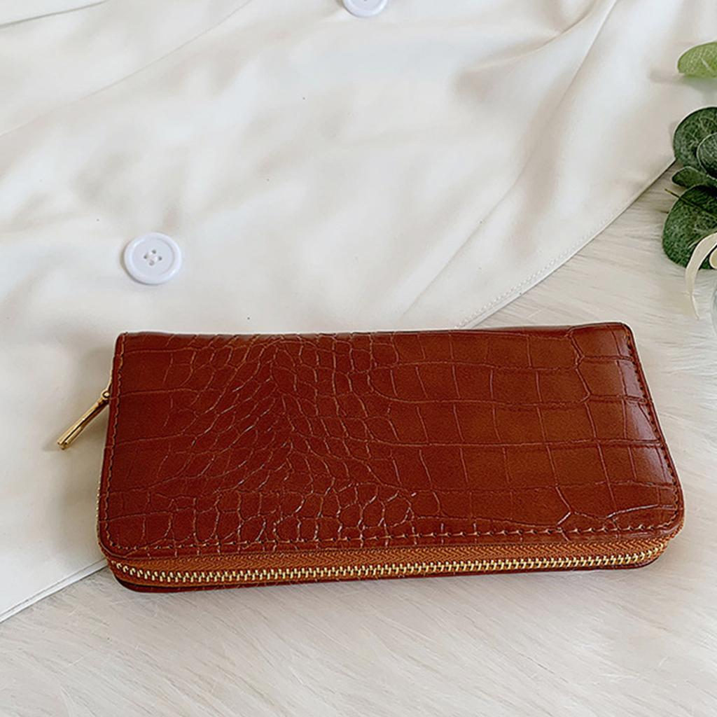 Elegant Women's PU Leather Wallet Multiple Card Slots Zipper Long Wallets Lady Purse Suitable for Everyday Use