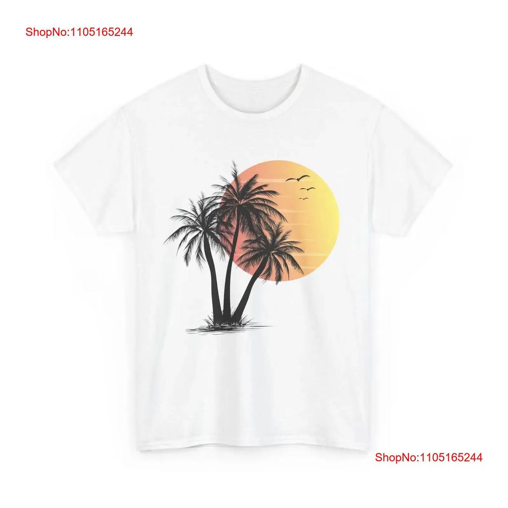 Palm Trees T Shirt Beach Lovers Summer Vacation Sunset Vintage Top For Everyday Wear Unisex Stylish Soft Breathable