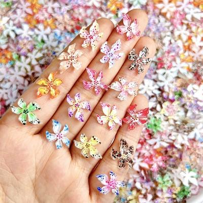20 Stück Bunte Blumen Nagelanhänger 3D Hibiskus Blumenharz Nageldekoration für Damen Nagelzubehör und Kunst