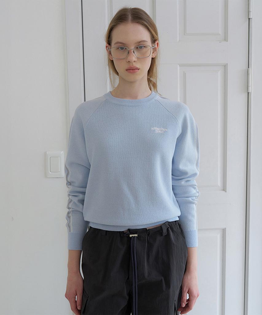 Sseomweeobeoteo Rokie Small Logo Knit - Light Blue