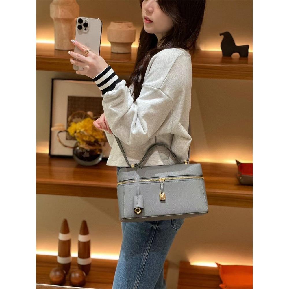 LP27 Bag, Lunch Box Bag, Palm Pattern Cowhide Women's 2023 Autumn and Winter New Temperament Portable Shoulder Crossbody Cosmetic Bag