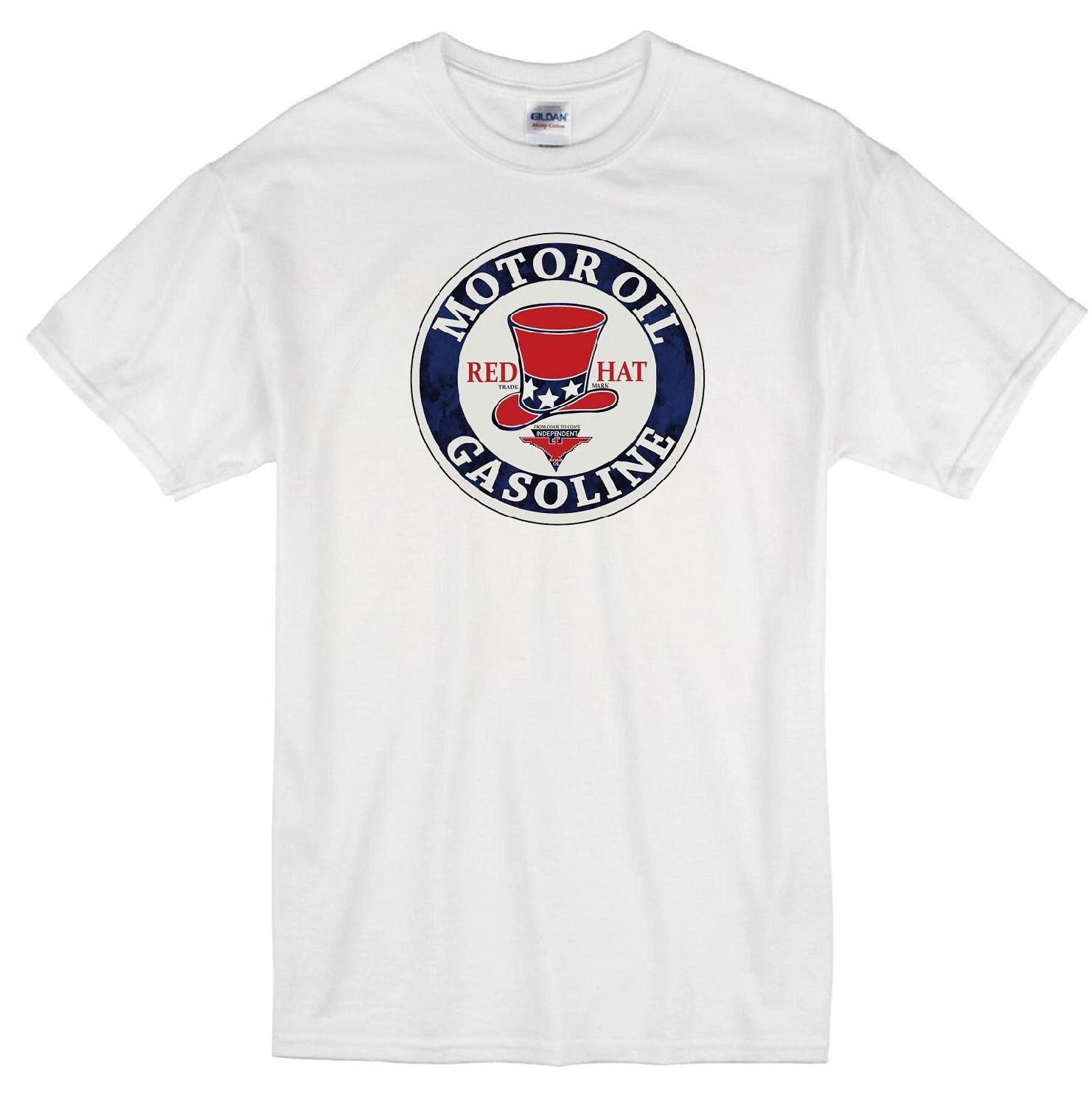 RED HAT MOTOR OIL GASOLINE SERVICE STATION RETRO LOGO WHITE T-shirt XL