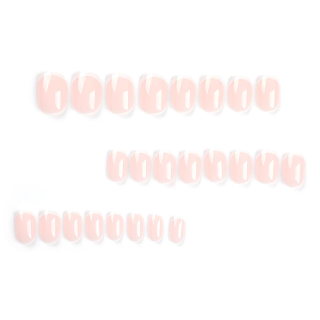 French White Nude Short Press-On Manicure Nail Stickers