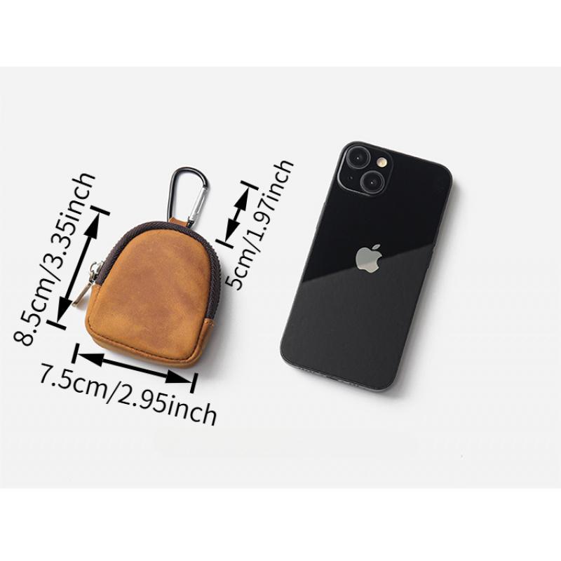 [Genuine Leather Key Pouch] Light Luxury Vintage Genuine Leather Key and Coin Pouch - Full-Grain Top-Layer Cowhide - Unisex Multi-Functional
