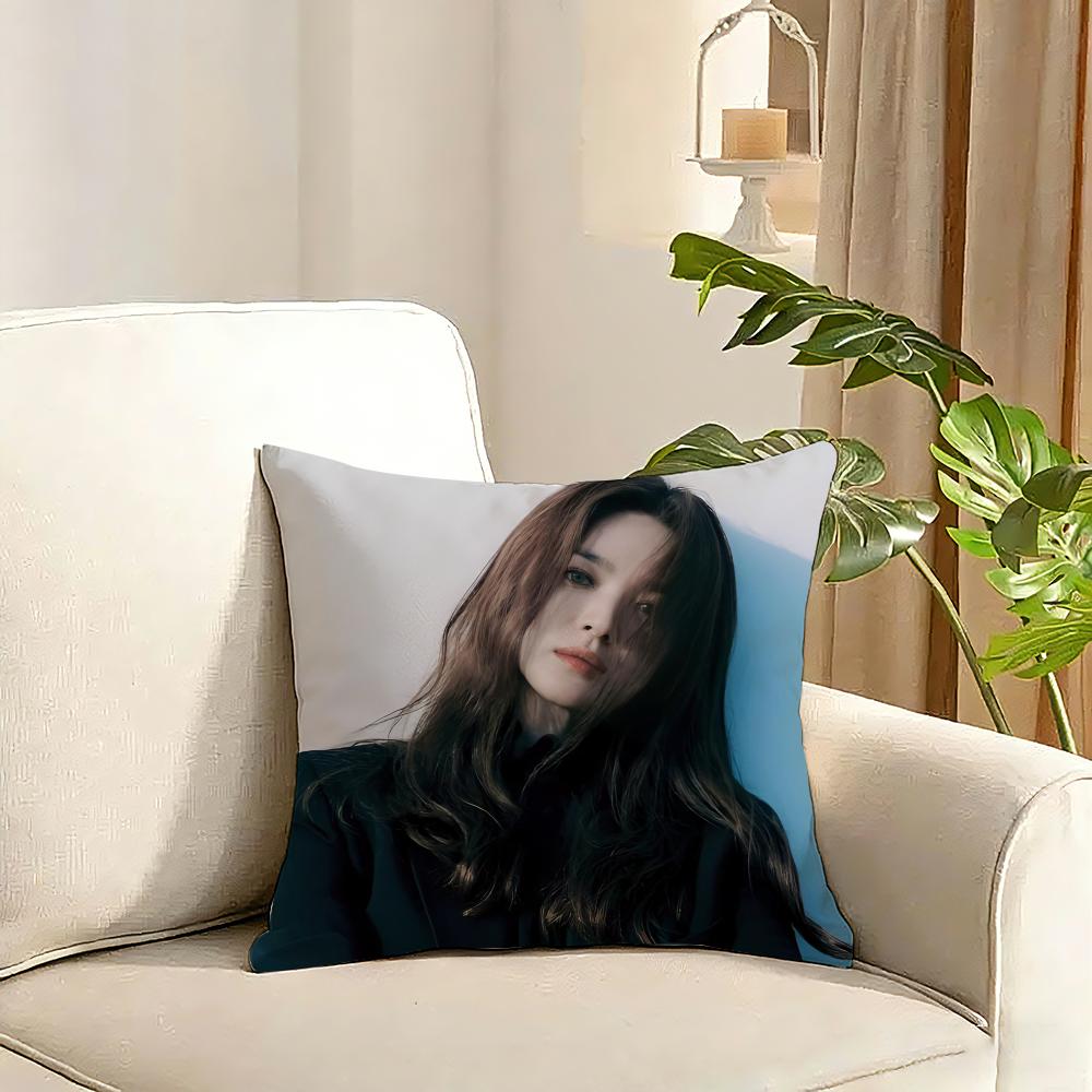 Song Hye Kyo Cushion Cover Reversible Plush Pillow Cover Soft Fluffy Home Decor for Sofa Bedroom