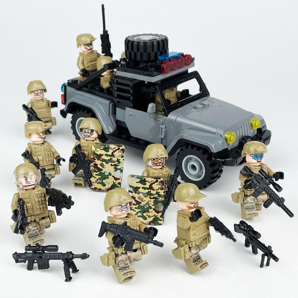 Package Small Particles Building Block Toy Miniature Weapon M-27 Off-Road Vehicle Pickup Truck Swat Car