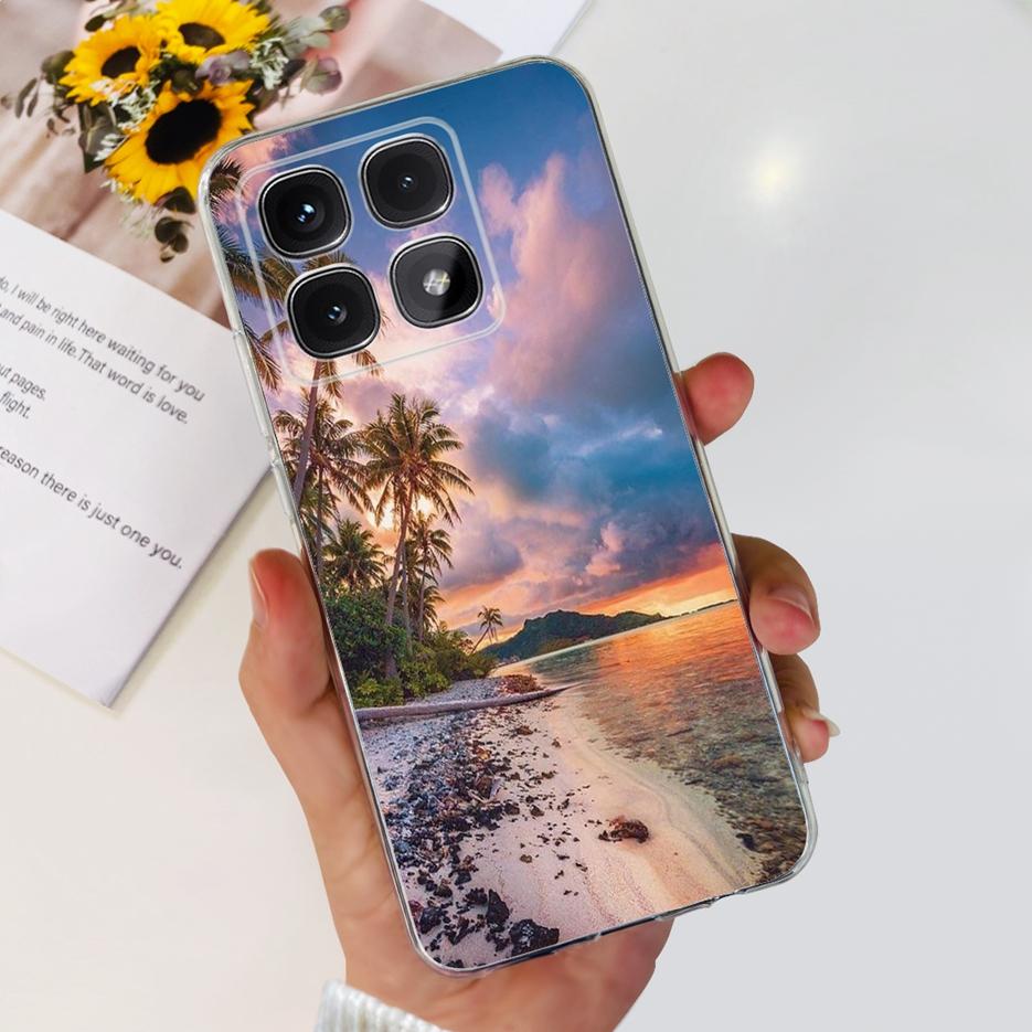 For Xiaomi 14T Pro Case Stylish Flowers Painted Cover 6.67'' Clear Silicone Phone Case For Xiaomi Mi 14T 14TPro Mi14T Soft Shell