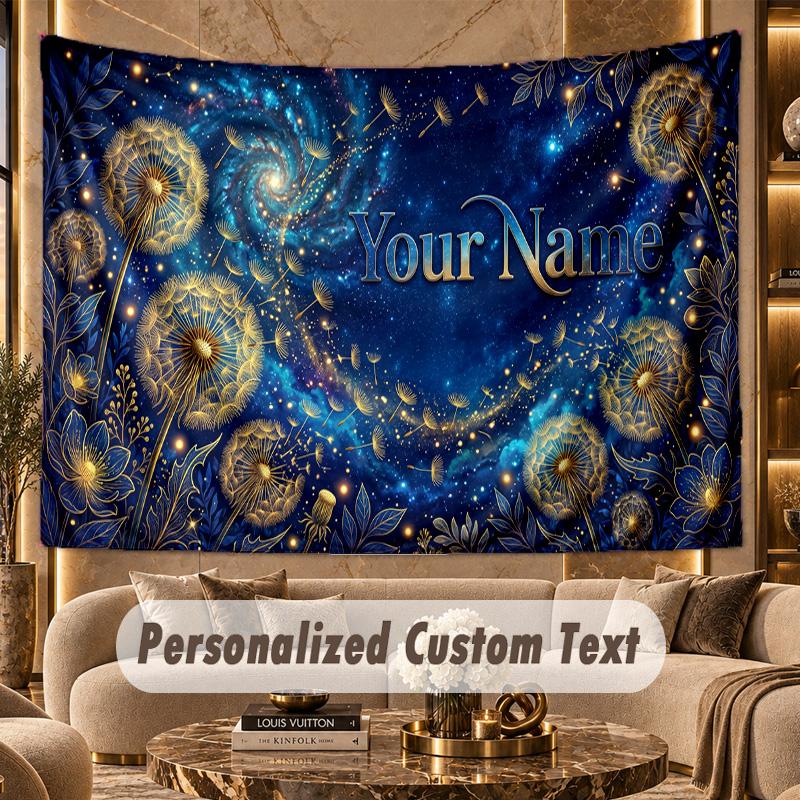 Space Cosmic (185) Theme Personalized Tapestry Custom Name Text Wall Hanging Tapestry Home Background Decoration