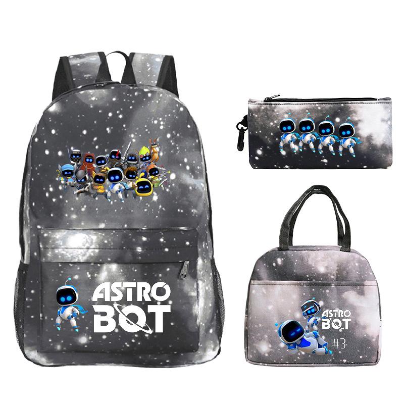 Game Astro bot peripheral printing fashion primary and secondary school students schoolbag three-piece set multi-function large capacity