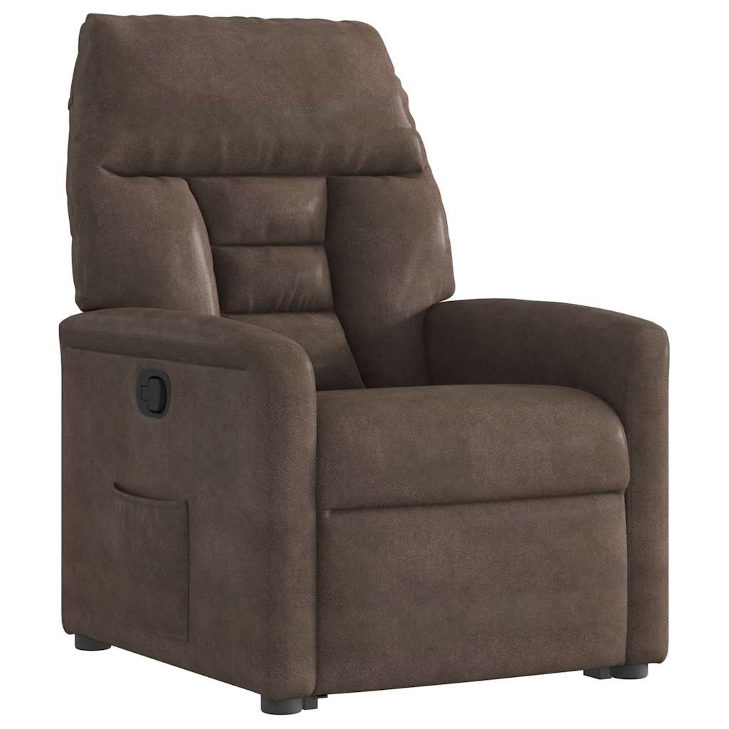 Recliner Chair with Lift Assist Brown Microfiber Fabric