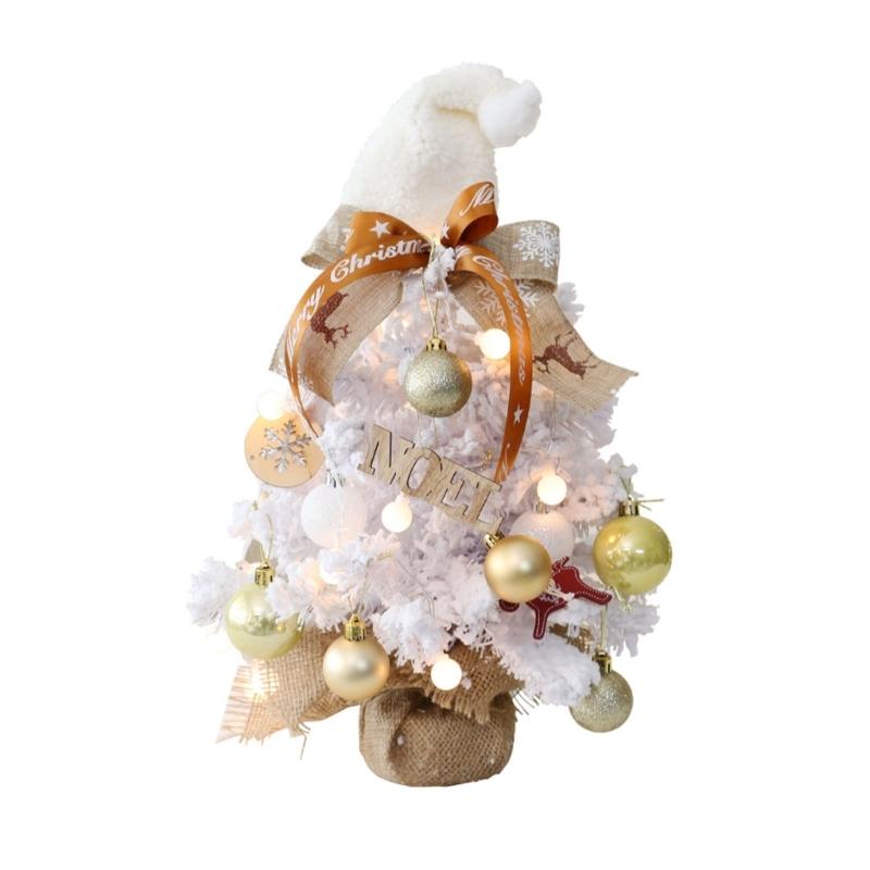 DIY Desktop Christmas Decorations Mini Christmas Tree with Lights and Ornaments 1