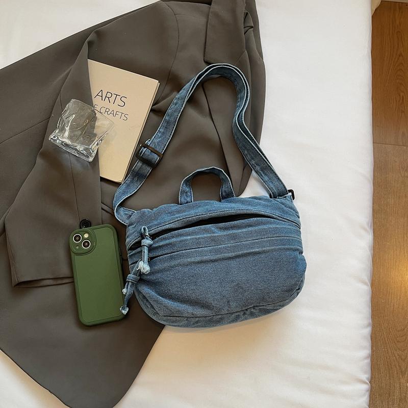 Bolso de Hombro de Mezclilla para Mujer Bolso Cruzado de Color Sólido Bolso para Teléfono Móvil