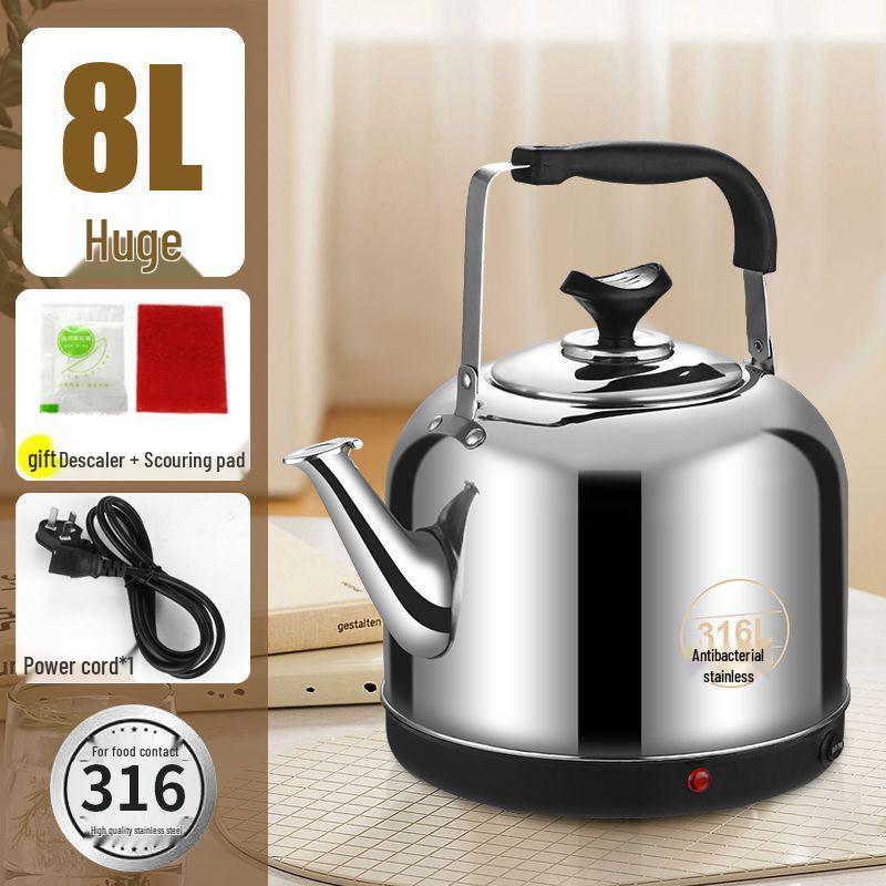 316 Stainless Steel Electric Kettle, Extra Thick, Auto Shut-Off for Boiling Water, Ideal for Elderly Use