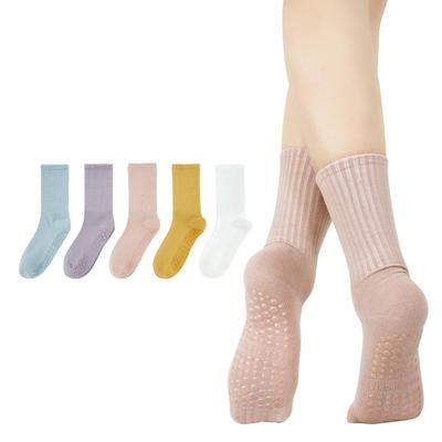 DAMILY Yoga and Pilates Breathable Crew Sports Suitable for All Sizes Women's Non-Slip Socks, 5-Pair Set, Cotton, Socks, Sweat-Wicking, Quick-Drying,