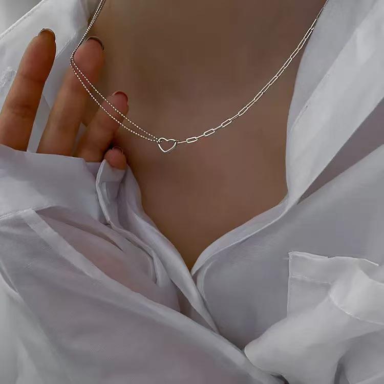 Heart Necklace for Women - High-End, Niche Design, Light Luxury, Little Fragrance Style Clavicle Chain