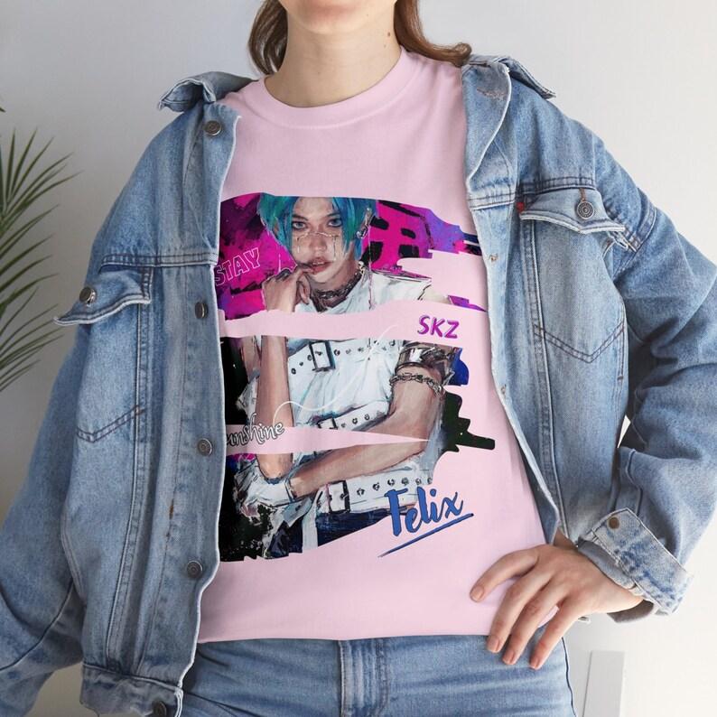 2026 Summer Fashion Trendy Tee Men Women Vintage Top Felix Stray Kids T-shirt – Fan Made Kpop Merch, Cotton Tee