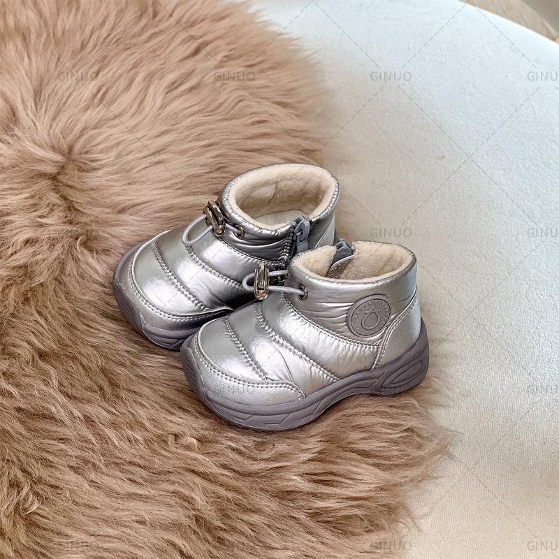 Winter Snow Boots Tarpaulin Girls Cotton Shoes Boys Fleece Boots