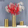 Vază Cilindrică din Alamă Placată cu Aur Flori Artificiale Aranjament Floral Decorativ Decorațiune Birou Minimalism Metal Vaze Florale