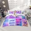 Homewish Girls Gymnastics Lover Duvet Cover Set,Green Pink Sequin Print Bedding Set,Cartoon Princess Print Bed Set