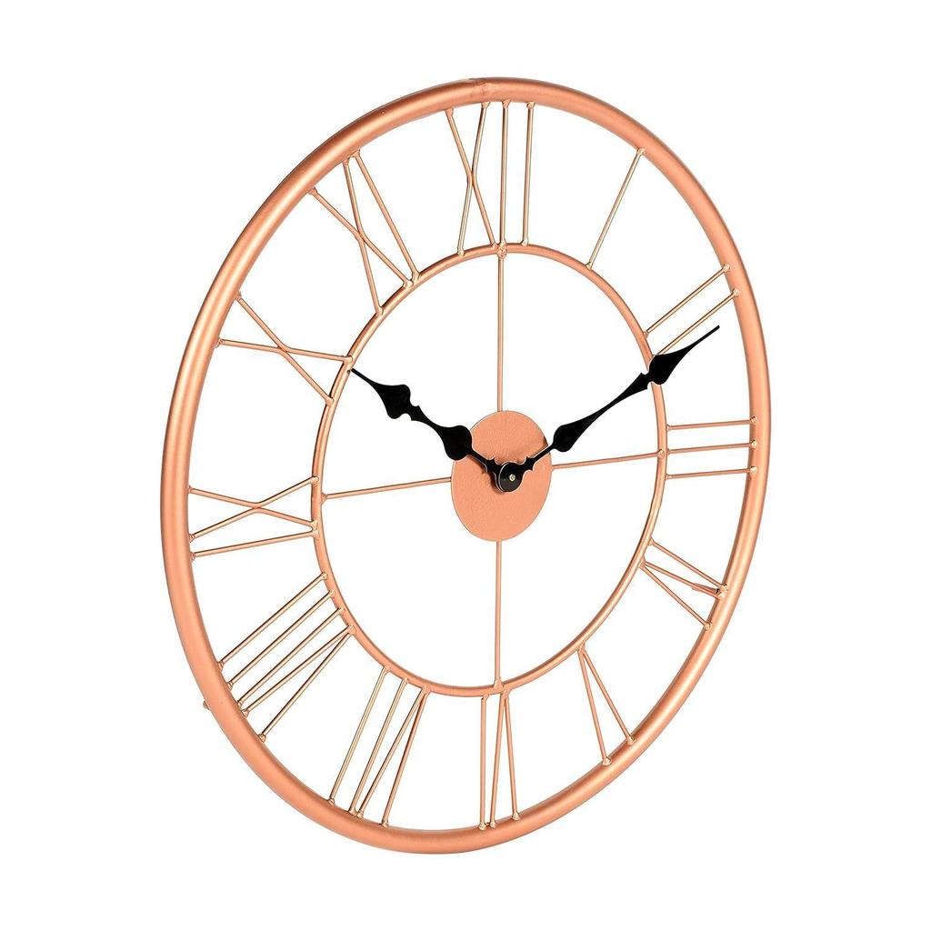 Round Decorative Wall Clock Roman Numeral Vintage Rustic Style Modern Transparent Home Décor Watch Ideal for Living Room Home Office Analog Iron Clock