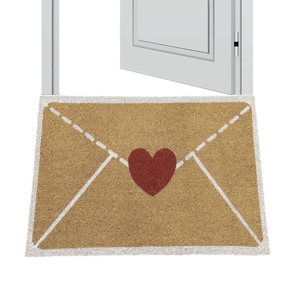 Valentine's Day Outdoor Door Mat Envelope Heart Non Slip Floor Mat Household Dust Removal Foot Mat Linen Entryway Rug
