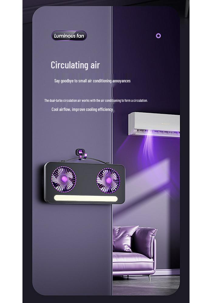 Portable USB Rechargeable Dual-Head Fan for Home and Outdoor Use