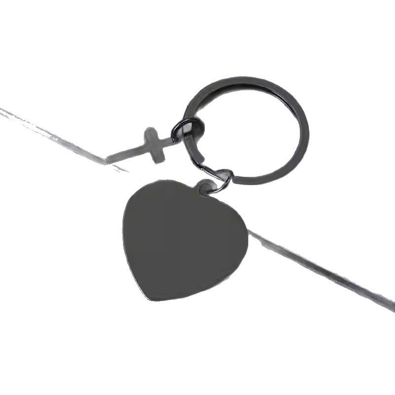 Heart-Shaped Engravable Metal Keychain Gift with Laser Color Printing