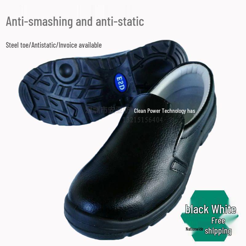 White Leather Steel Toe Anti-Static Work Shoes, Summer Safety Footwear, Anti-Slip, Anti-Smash, Anti-Puncture, Unisex.