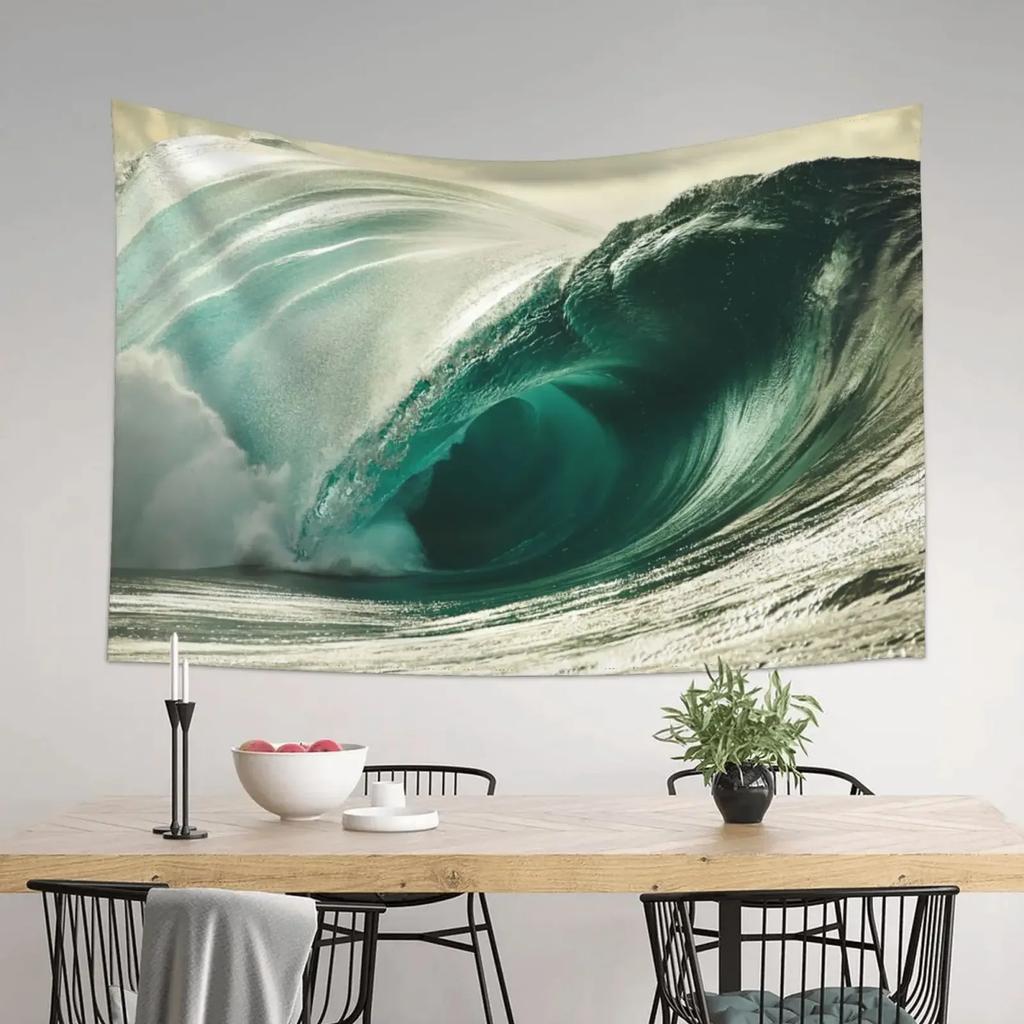 Sea Wave Tapestry, Bohemian Style, Hippies, Wall Decoration, Picnic Mat, Beach Towel, Room Decoration Aesthetics Tapestry Wall