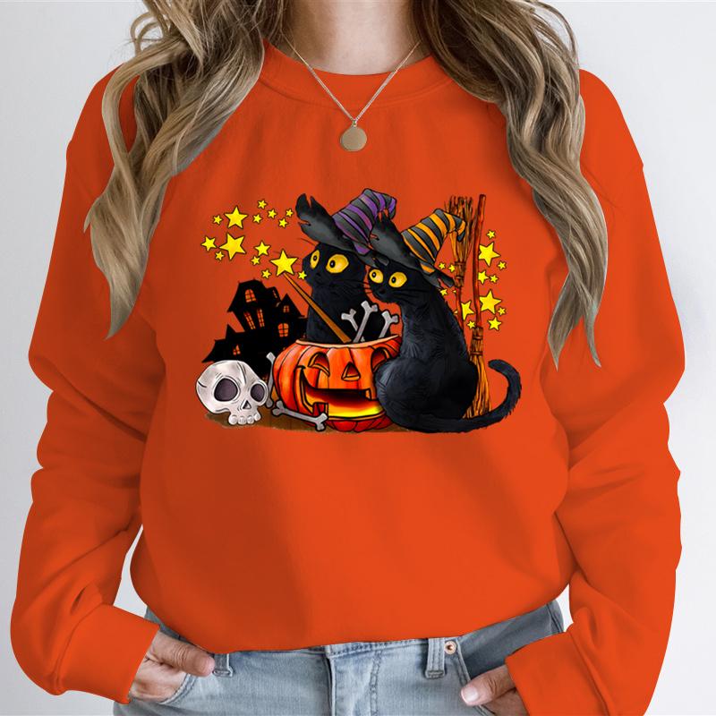 Толстовки с привидением на Хэллоуин для любителей кошек, женская толстовка с капюшоном с принтом скелета и черного кота, толстовки с капюшоном с тыквой-скелетом и привидением на Хэллоуин XL