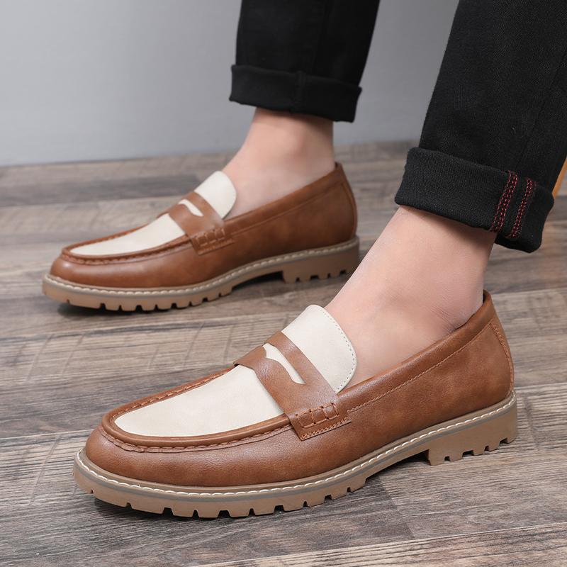 Herren Klassische Retro Loafer im britischen Stil Herren Casual Business Lederschuhe Herrenmode Patchwork Outdoor Flats