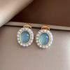 Round French Xiaoxiangfeng Premium Sense Geometric Opal Earrings Light Luxury Accessories Versatile Factory