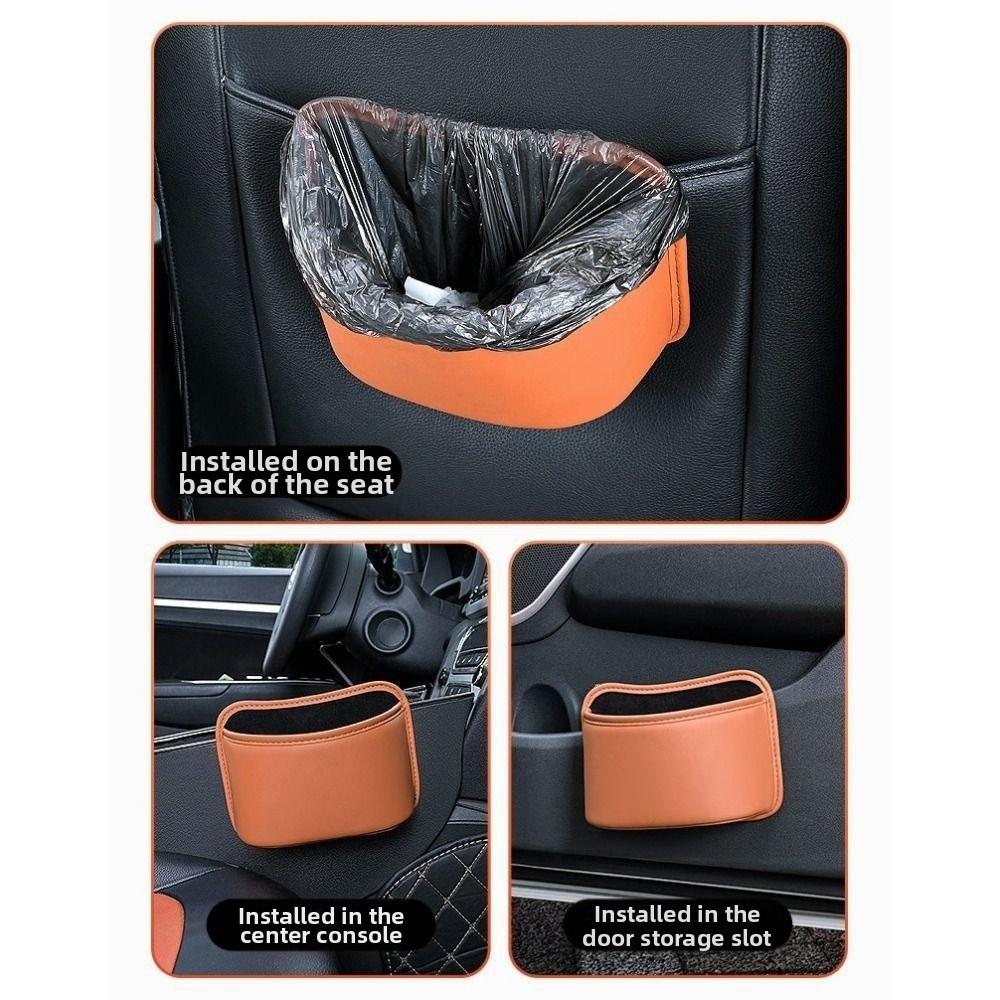 Leather Car Door Storage Box Waterproof Car Trash Can Convenient Car Cup Holder Sundries