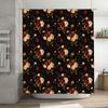 Delightful Floral Print Shower Curtain Dark Brown with Red Cream Blossoms 180 x 200cm Elegant Decor for Bathroom or Kitchen Prem