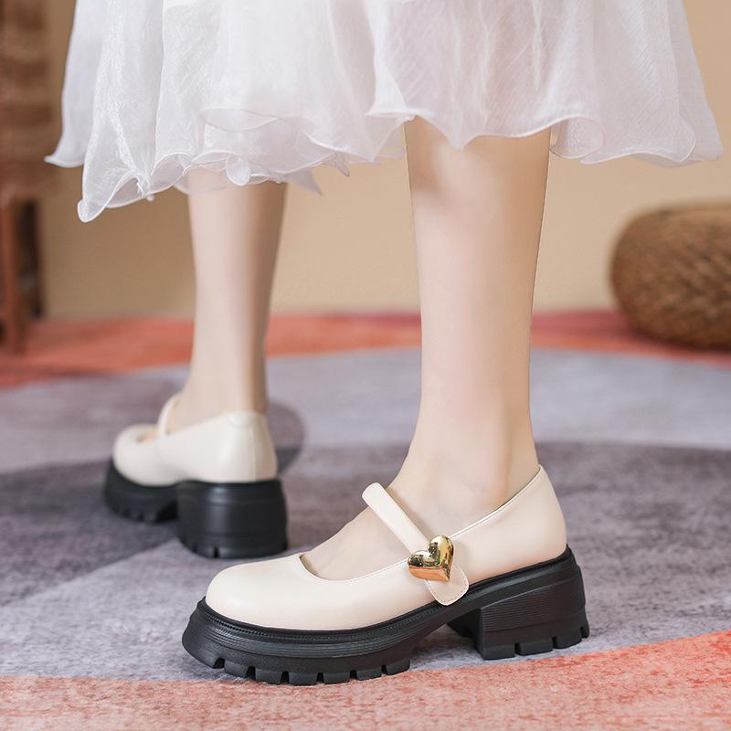 

Yuexinwang genuine leather flat for Huizhou women s shoes grape mother same shoes black round head heightened thick sole small leather shoes women 40 абрикосовий