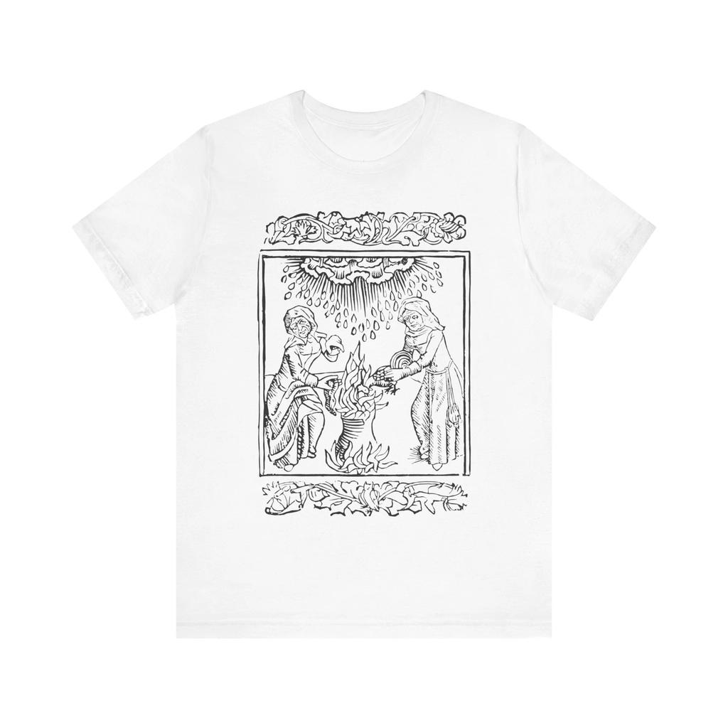 Witches Brew Storm Vintage Medieval Woodcut Shirt Witchcraft T-shirt Gothic Mysterious Black Magic Unisex Short-sleeved T-shirt