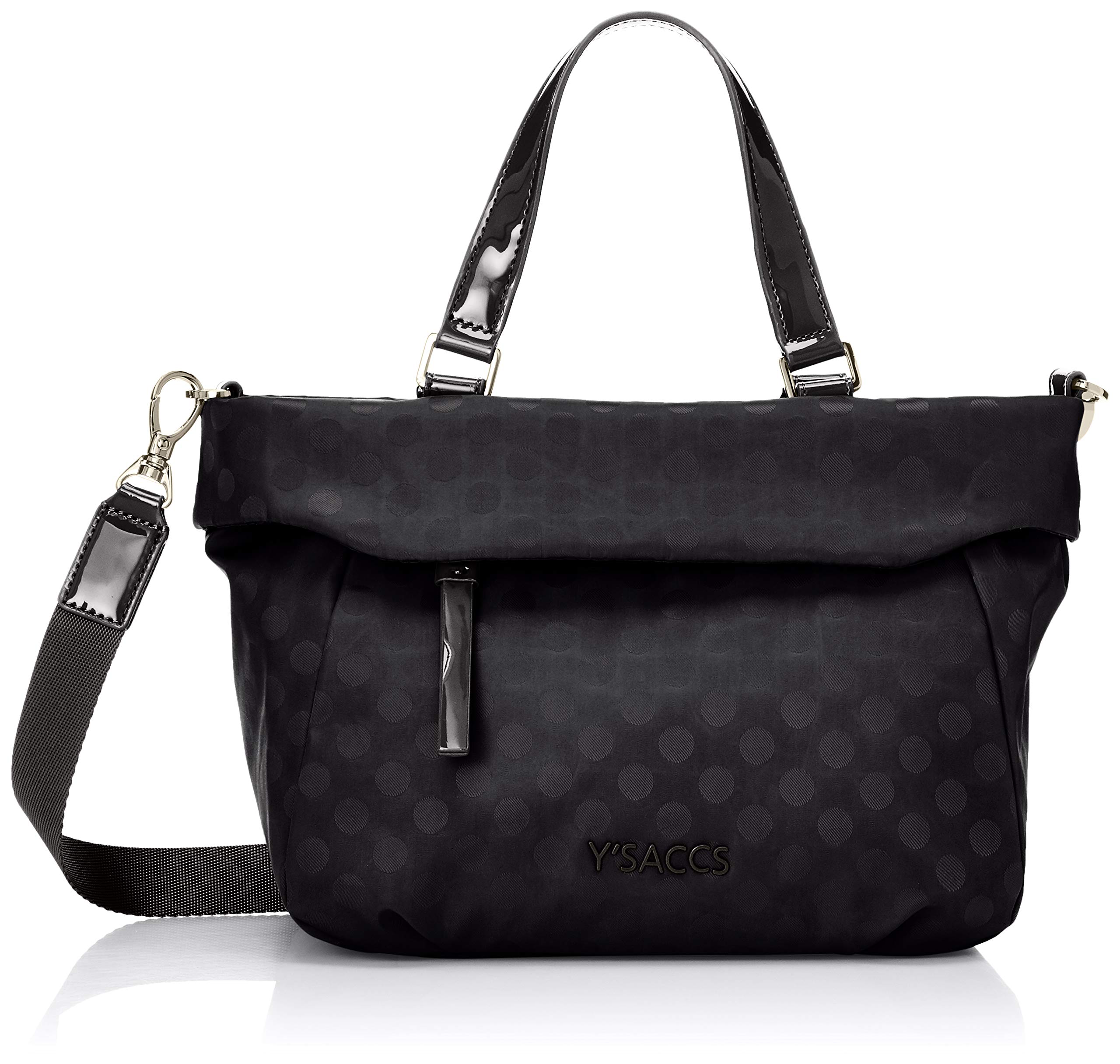 

Сумка-тоут в горошек Мини-тоут для черного [Исаак] С отворотом Женская, чёрный