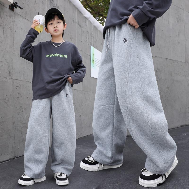 Boys Spring Autumn Solid Color Casual Sports Long Pants For Big Kids