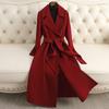 Womens Double-Sided Wool Coat Long Over-Knee Winter Elegant Slim Fit Tailored Trench