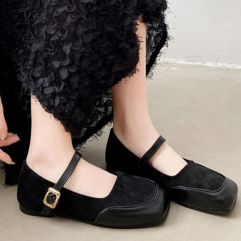 Fashion Ladies Footwear Gothic Mary Jane Women's Flat Shoes Japanese Style Lolita Square Toe High Quality Fashion Spring Beau Today Shoe