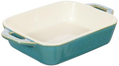 Staub Rektangulär 14 x 11 Keramisk Gratängugnsform och Mikrovågsugn Officiellt Såld i Dish Dish, Turkos, cm, Form, Säker, Japan, 40511-882
