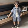 2026 Boys' Summer Fashion Embroidered Animal Shirt and Shorts Set