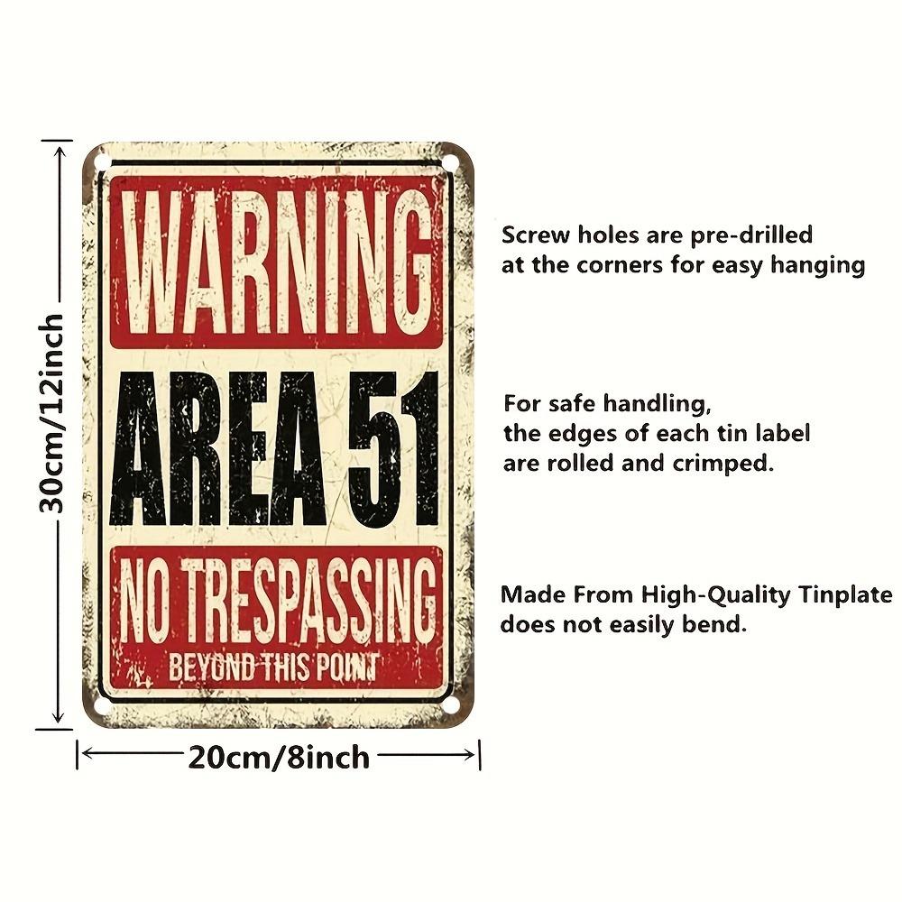 [No Trespassing UFO Decor Sign] [Popular Choice] Area 51 No Trespassing - Vintage UFO Sci-Fi Metal Sign Decor for Home, Bar
