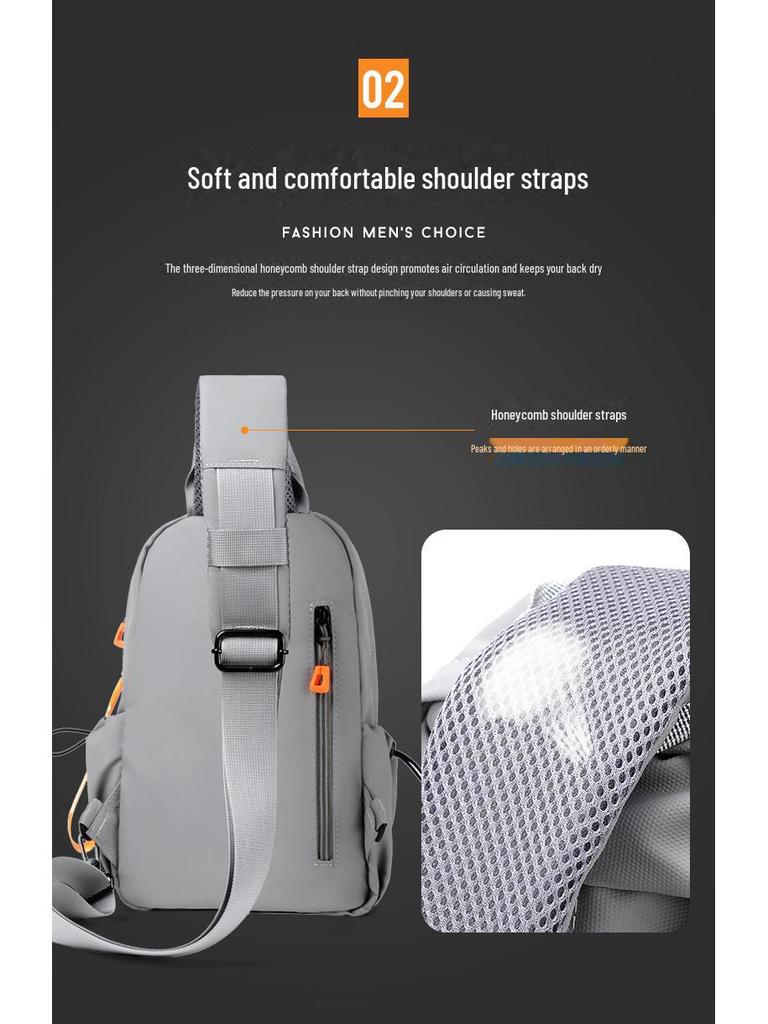 Men's Trendy Chest Bag, Fashionable Casual Sports Messenger Bag, Lightweight Travel Carry-On.