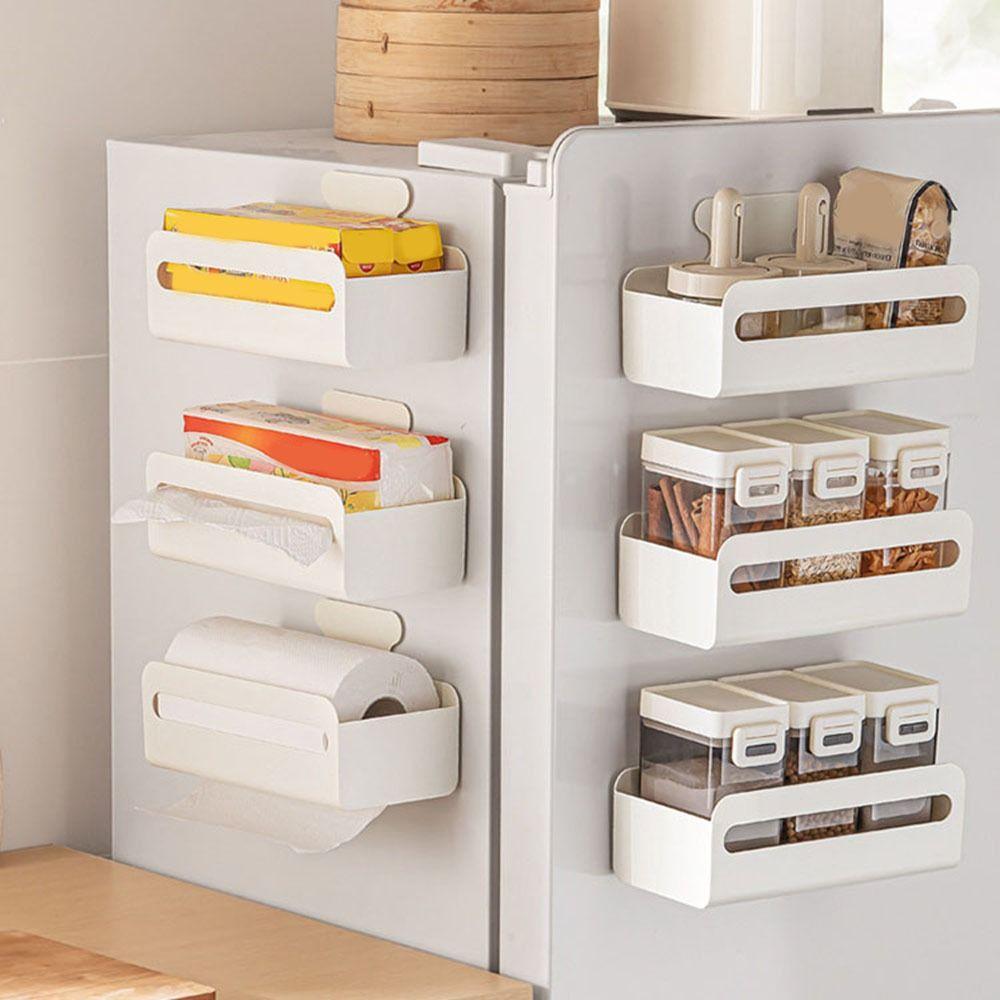 Punch Free Magnetic Paper Towel Holder Large Capacity Refrigerator Organizer  Kitchen